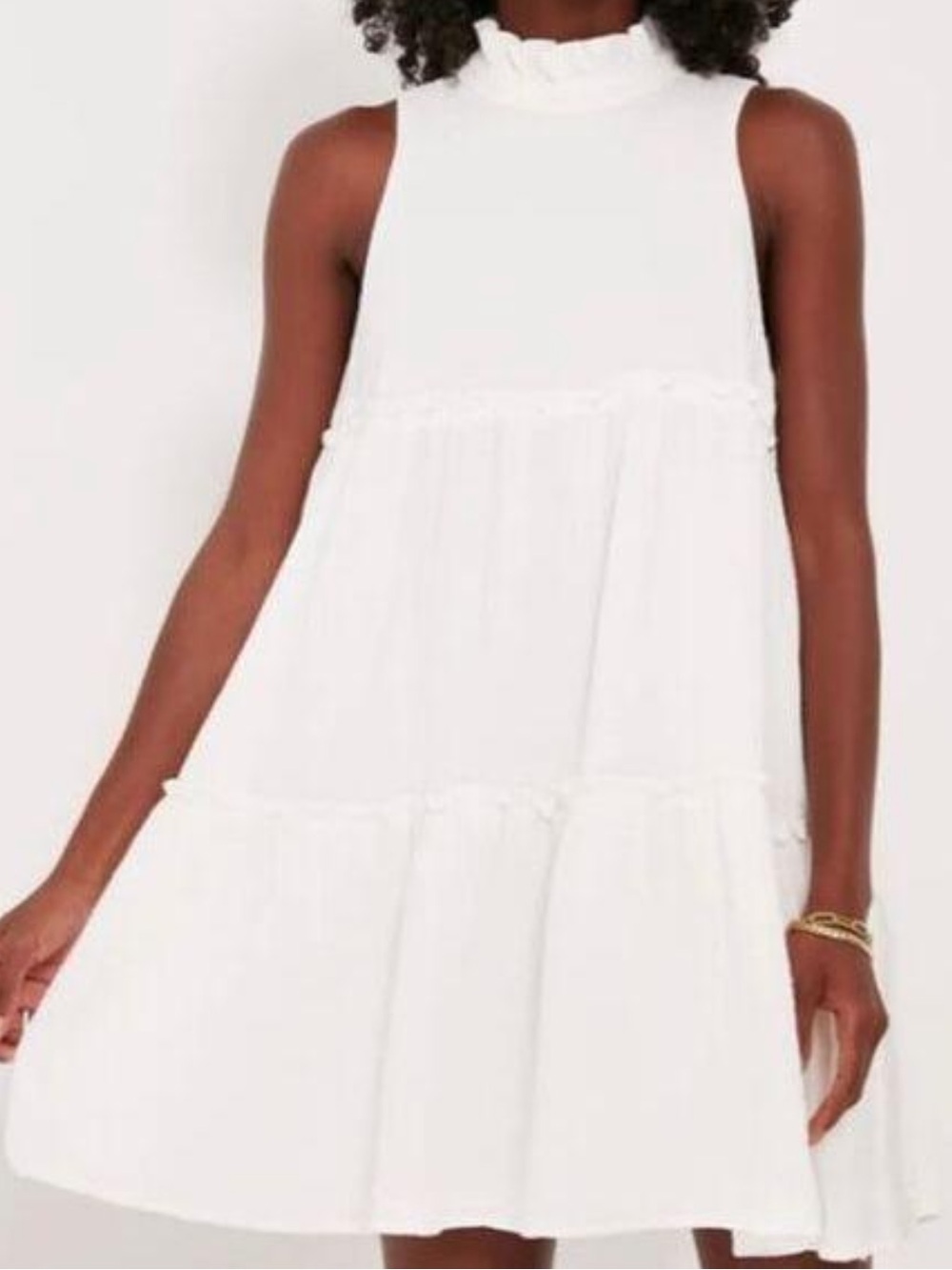 Tuckernuck’s Pomander Place Morgan Sleeveless High Neck Mini Dress in white